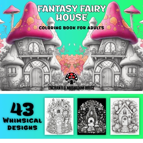 Fantasy Fairy House Coloring Book for Adults - Picture 3 of 4